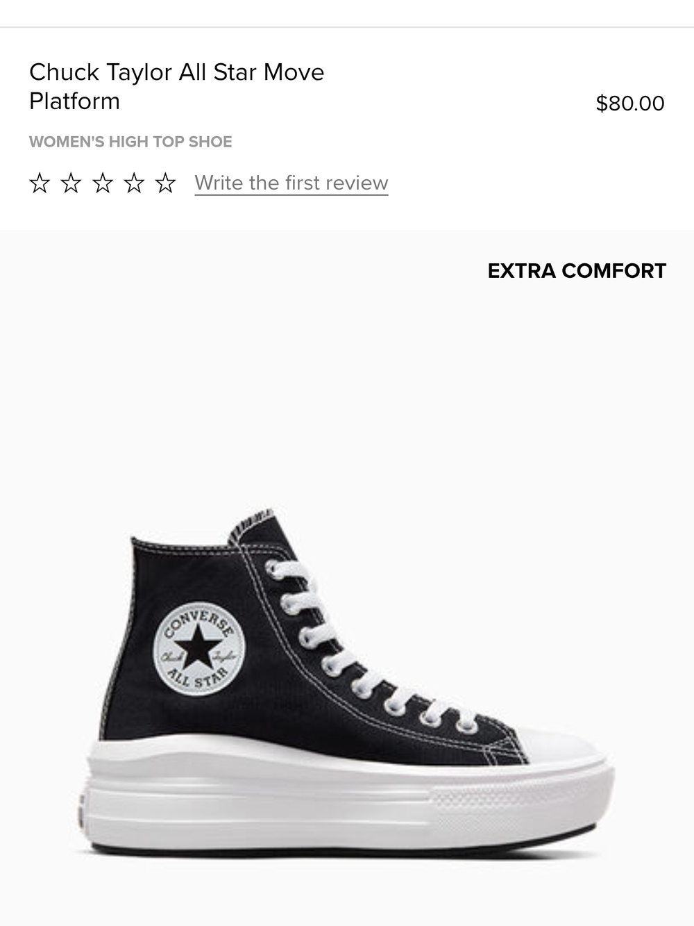 NWB Converse High Top All Star Move Platform Sneaker - Black